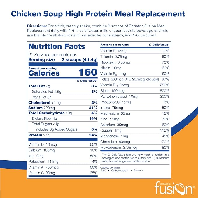 Bariatric Fusion Chicken Soup Meal Replacement 27g Protein 21 Serving