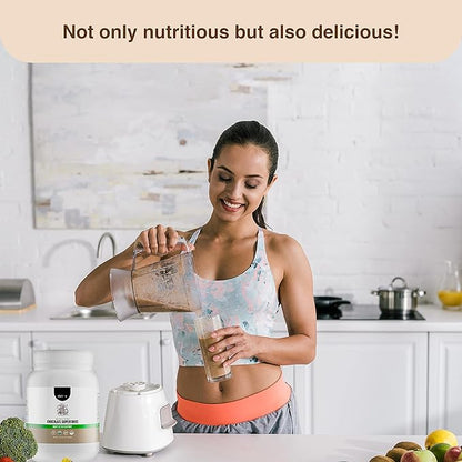 Detox Organics Chocolate Superfood Powder – Cleanse and Detox Smoothie Mix Supplement with Organic Greens Blend, Digestive Enzymes, Immune Support, Bloating Relief, Vegan, Low-Carb (30 Servings)