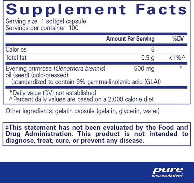Pure Encapsulations E.P.O. (Evening Primrose Oil) 9% GLA 100 Softgel