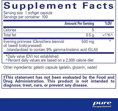 Pure Encapsulations E.P.O. (Evening Primrose Oil) 9% GLA 100 Softgel