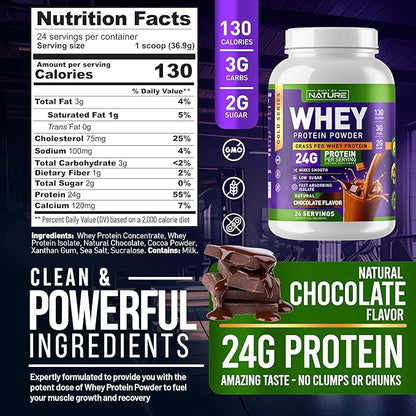 Whey Protein Powder 100% Pure 24g Protein, 24 Servings