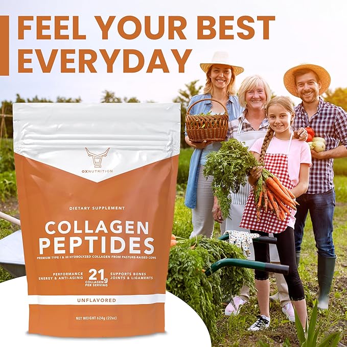 Collagen Peptides Powder, Large 22oz, Hydrolyzed 3P Tested