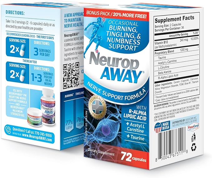NeuropAWAY Nerve Support Formula 72 Daily Capsules