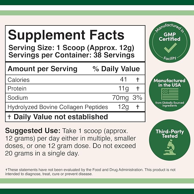 Collagen Peptides Powder 16.08oz - 1, 2, 2, and 3 (Grass