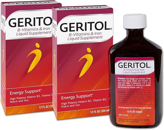 Geritol B-Vitamins and Iron Liquid Supplement, 12-Ounce, 2 2 Count