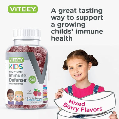 Kids Multivitamin Gummies with Probiotics 8-1 Kids D3, B12, B12, B6, B6, Zinc,