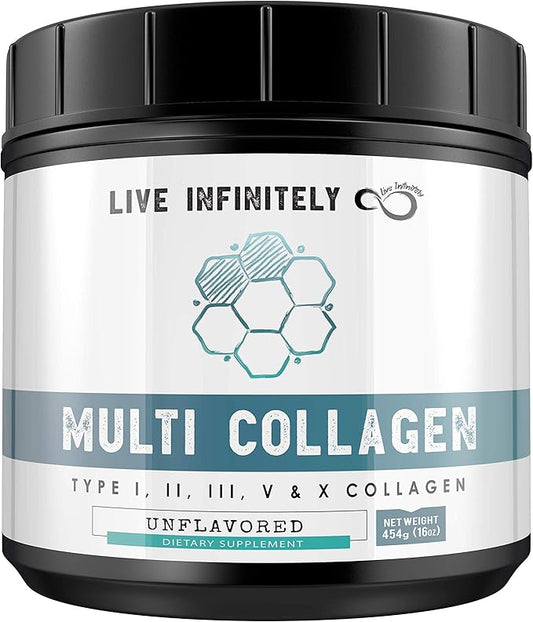 Live Infinitely Multi-Collagen Peptides Powder 9 Essential 16oz
