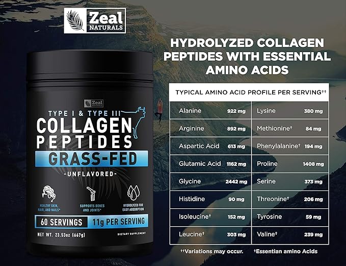 Pure Collagen Peptides Powder (11g 60 Servings)
