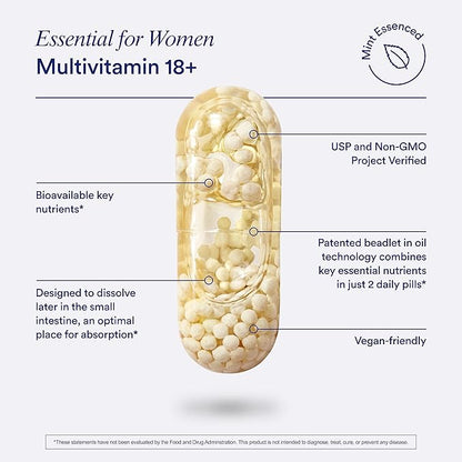 Ritual Multivitamin for Women 18+ D3 for 3 DHA, B12, Iron, 30 Day 60 Capsules