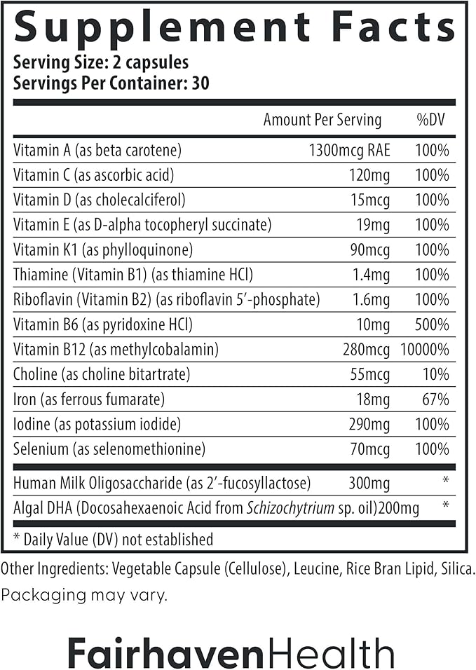 Fairhaven Health Postnatal Multivitamin Essentials 60 Capsules