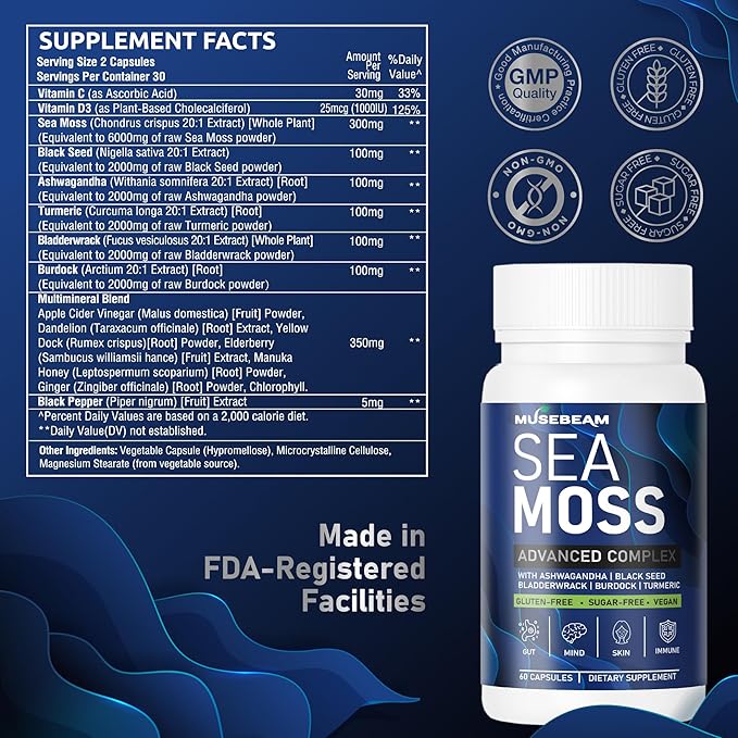 Organic Irish Sea Moss 6000mg 2000mg Black