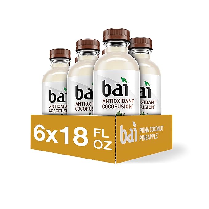 Bai Coconut Flavored Water Puna Coconut Pineapple, Antioxidant Infused, Coconut Pineapple Flavored Water Drink, 18 Fluid Ounce Bottles, 6 Count