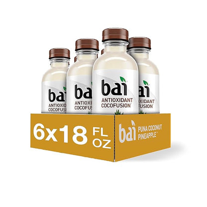 Bai Coconut Flavored Water Puna Coconut Pineapple, Antioxidant Infused, Coconut Pineapple Flavored Water Drink, 18 Fluid Ounce Bottles, 6 Count