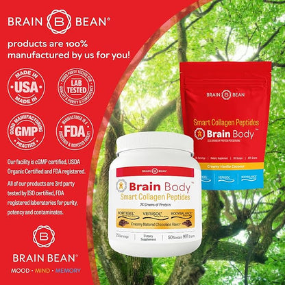 Brain Body Collagen Peptides Powder 25 Servings 875 Grams
