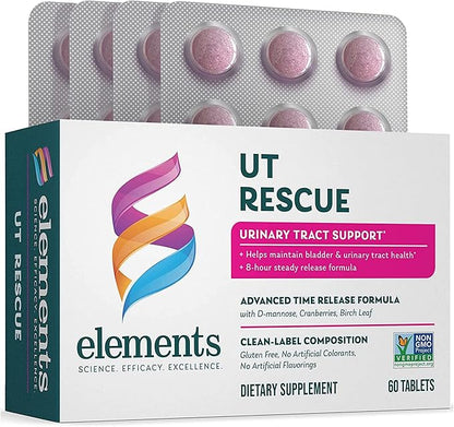 Elements UT Rescue, 60 Tablets (30 Day Supply), Urinary Tract Support Supplement, Bladder and Urinary Tract Health Support and Cleanse, Gluten Free