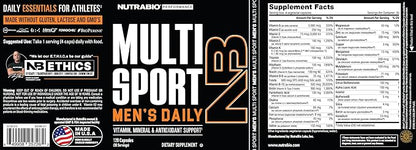 NutraBio Multisport for Men 33 Vitamins, (120 Vegetable