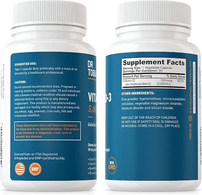 Dr. Tobias Vitamin D3 5000 IU, 90 Capsules, 90 Servings
