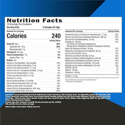 Keto Science Ketogenic Meal Shake Chocolate Dietary Supplement, Rich in MCTs and Protein, Packed with Collagen, Vitamins and Minerals, Keto and Paleo Friendly, Weight Loss, (14 servings), 20.49 Oz