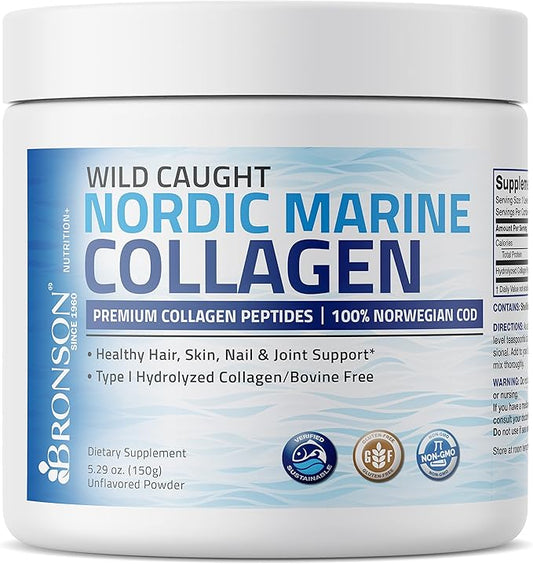 Bronson Marine Collagen Peptides Hydrolyzed Protein 100% Wild 150g (5.29oz) (5.29oz)