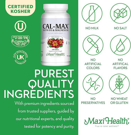 Maxi Health Calcium Magnesium Supplement D3 and (180 Tablets)