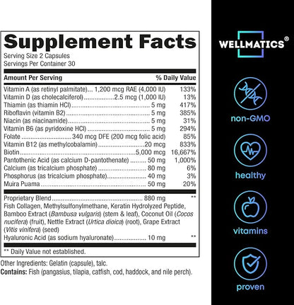 Biotin Capsules with Collagen and Keratin 25000MCG Per 60 Caps