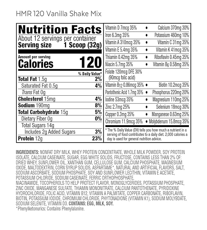 HMR 120 "Classic" Shake Meal Replacement Powder 12g of 12 Servings