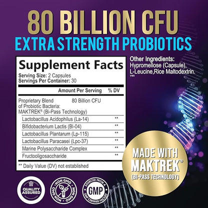 Probiotic Supplement 80 Billion CFU + 60 Capsules
