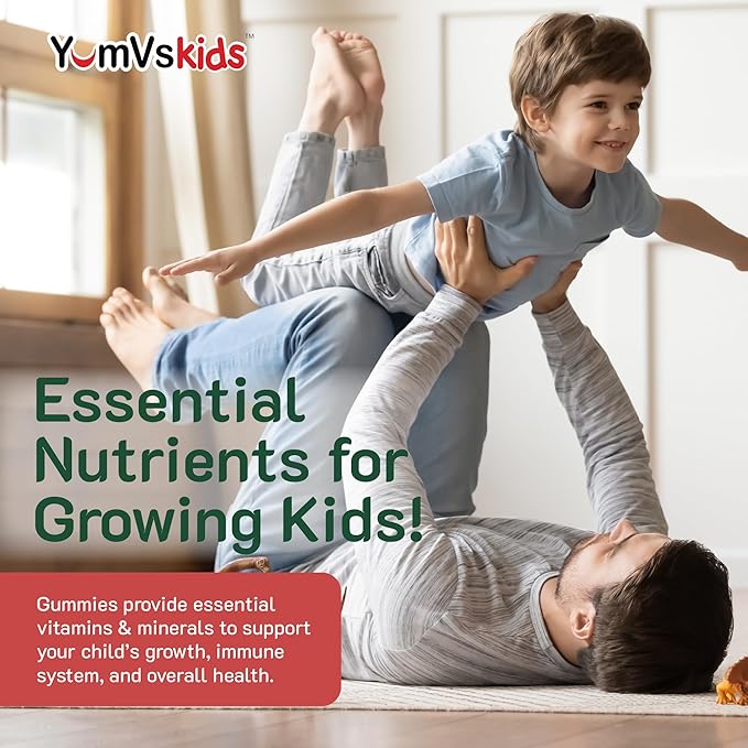 YumVs Kids Multivitamin Gummies 12 Minerals D3 E B6 B12 B12 - (120 Count)