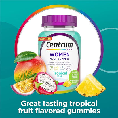 Centrum Women's Multivitamin Gummies, Tropical Fruit 100 Count, 50 Day