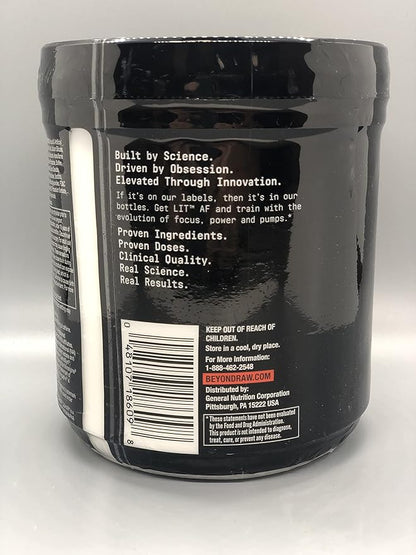 BEYOND RAW LIT AF | Advanced Formula Clinical Strength Pre-Workout Powder | Contains Caffeine, L-Citruline, and Nitrosigine | ICY Fireworks | 20 Servings