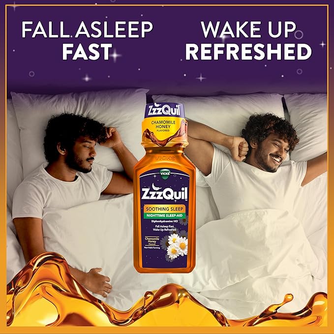 ZzzQuil, Nighttime Sleep Aid Liquid, Soothing 50mg Diphenhydramine No.1 Sleep 24 FL