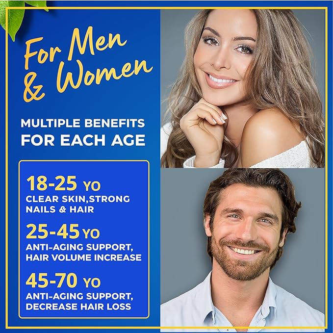 Concentrated Liquid Collagen Peptides Supplement 10,000mcg Collagen, 5,000mcg Biotin 2-Month - 2 oz
