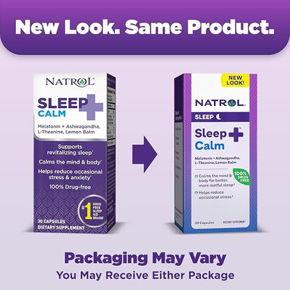 Natrol Sleep+ Calm Melatonin 6mg 30 Capsules, 30 Day 12)
