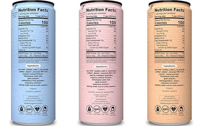Pop & Bottle, Oat Milk Lattes - Cold Brew, Maca, Antioxidants, Ashwagandha, MCT Oil, Collagen, Organic, Diary Free, Gluten Free, Lightly Sweetened with Dates - Variety, 8 Fl Oz (12 Pack)