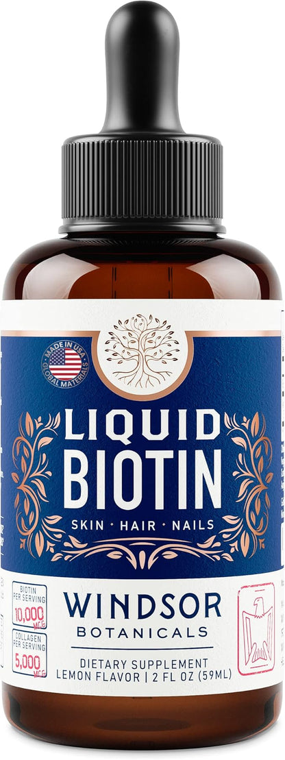 Liquid Biotin for Hair Growth Collagen 10,000mcg Collagen 5,000mcg Extra 2oz