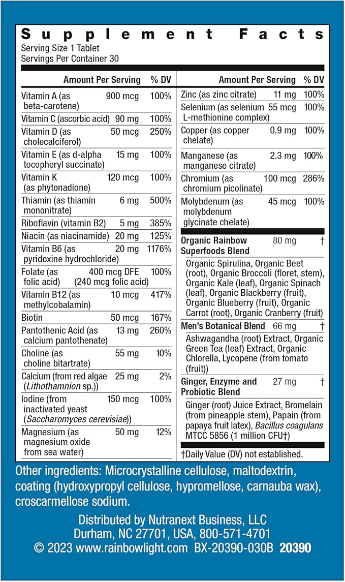Rainbow Light Multivitamin for Men, Vitamin 30 Tablets