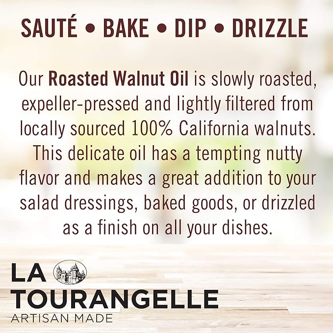La Tourangelle, Roasted Walnut Oil, Plant-Based Source of Omega-3 Fatty Acid, Cooking, Baking, & Beauty, 25.4 Fl Oz