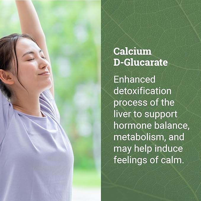 Earth Harmony Calcium D-Glucarate 1200mg 500mg - 120 Capsules (2-Month Supply)