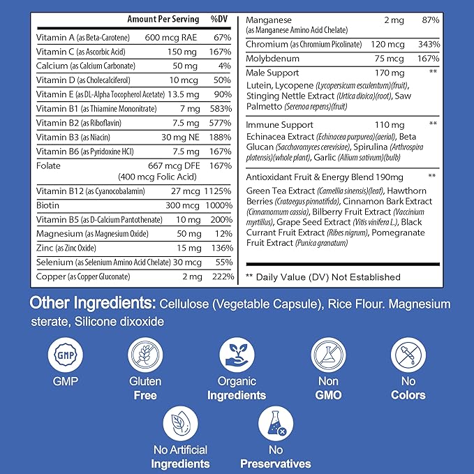 Multivitamin for Men B12, Zinc, 1