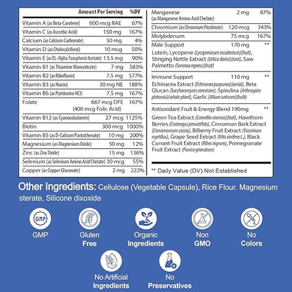 Multivitamin for Men B12, Zinc, 1