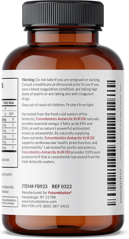 Futurebiotics Antarctic Krill Oil 1000mg Omega-3s EPA, 90 Softgels (45 Servings)