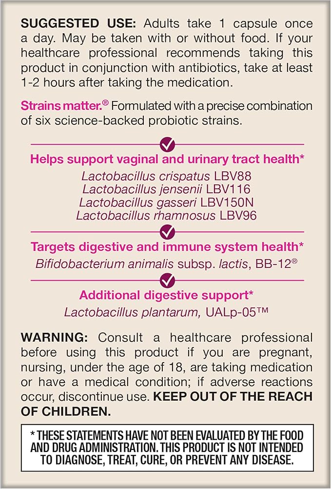 Jarrow Formulas Fem-Dophilus Advanced Probiotics 10 Billion CFU With 6 Science-Backed Strains, For Vaginal, Urinary Tract, Digestive, and Immune Support, 30 Veggie Capsules, Shelf-Stable