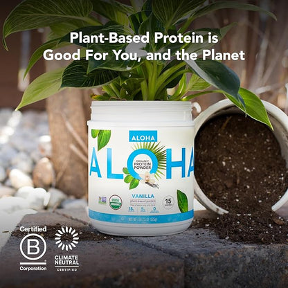 ALOHA Organic Plant Based Protein Powder, 19.6 oz, 15 Servings