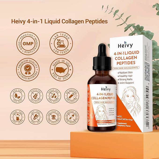Liquid Collagen for Women, Collagen Peptides 4-in-1 for 25000 MCG 2 fl