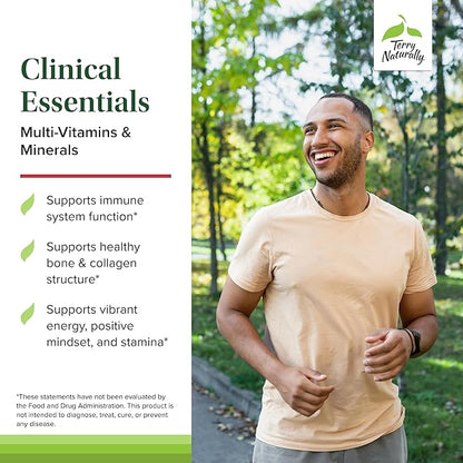 Terry Naturally Clinical Essentials - 120 Capsules - Multi-Vitamin & Minerals - Gentle on The Stomach, No Vitamin Aftertaste - Non-GMO, Gluten Free - 30 Servings