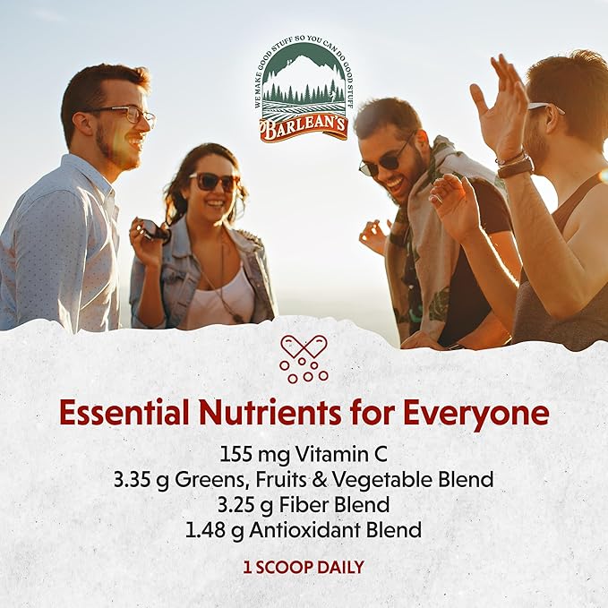 Barlean's Strawberry Kiwi Superfruit Greens Powder, Daily Fruits and Veggies Superfood Supplement, Green Antioxidant Blend and Fiber Super Power Smoothie Mix, 9.52 oz