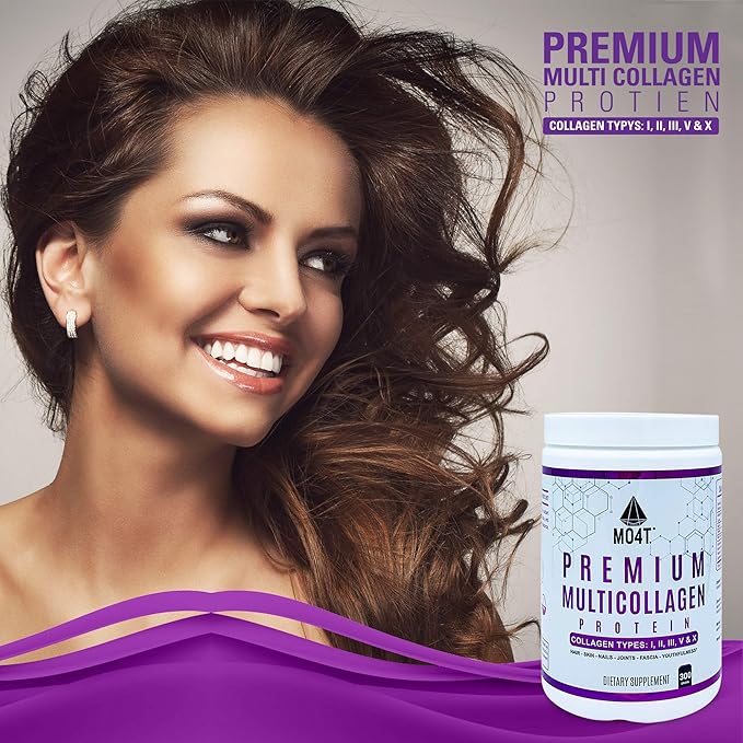 MO4T Premium Multi Collagen Powder -Type 1,2,3,5,10 -Sugar-Free, -10.58 Oz