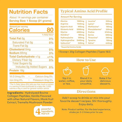 Further Food Vanilla Collagen Peptides Powder, 1 & 3 Protein, 10.37 oz