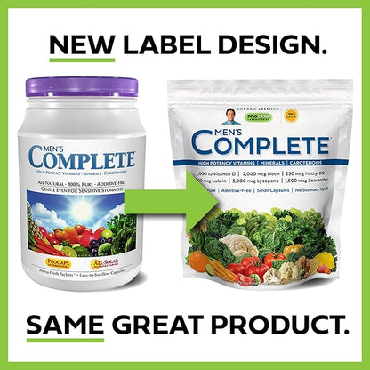 ANDREW LESSMAN Multivitamin - Men's Complete 30 Packets – High Potencies of 30+ Nutrients, Essential Vitamins, Minerals & Carotenoids. Small Easy-to-Swallow. No Binders, No Fillers, No Additives