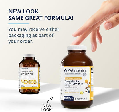 Metagenics OmegaGenics Fish Oil EPA-DHA 720- Omega-3 Fish Oil Supplement - for Heart Health, Musculoskeletal Health & Immune System Health* - with DHA & EPA - 240 Softgels